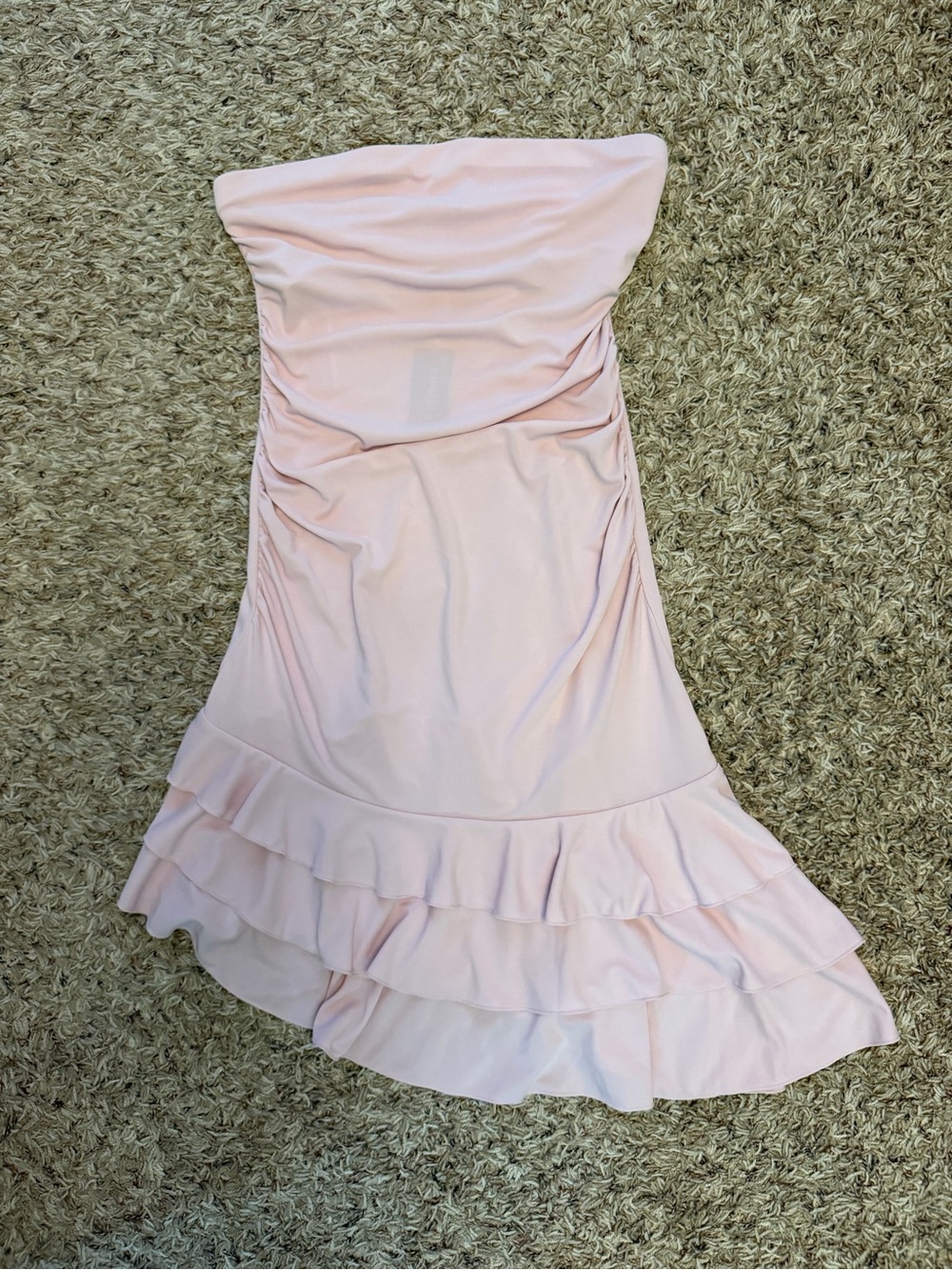 Express Pink Strapless Ruffle Dress
